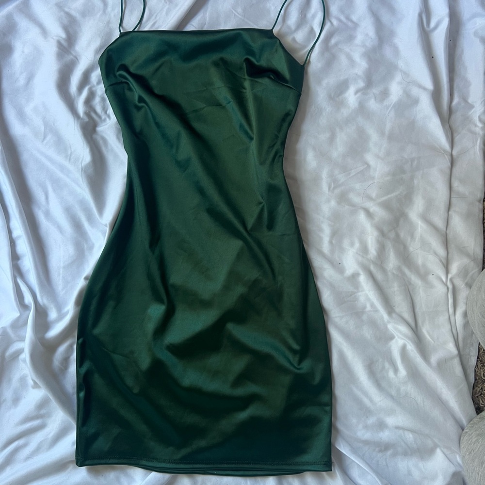 Windsor emerald green satin mini dress party homecoming backless